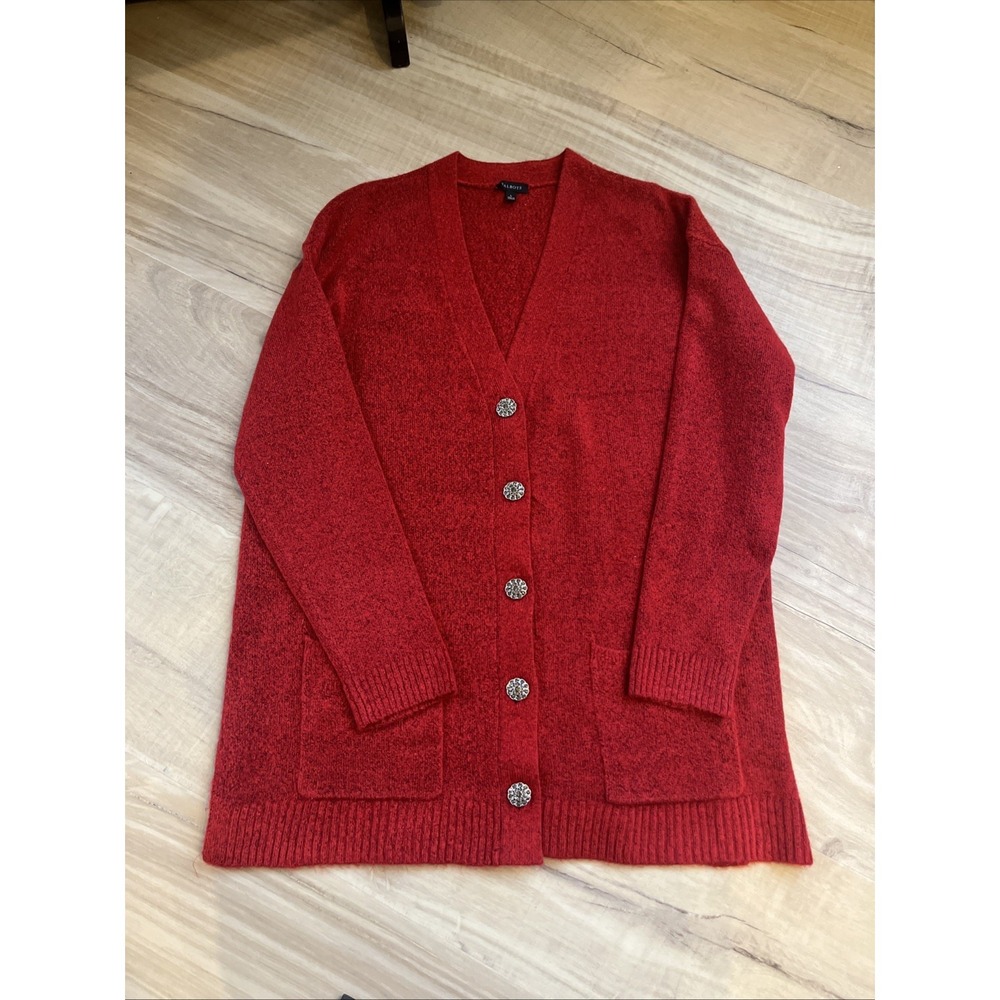 Talbots Jewel Button Cardigan, Large, Red, soft, cozy